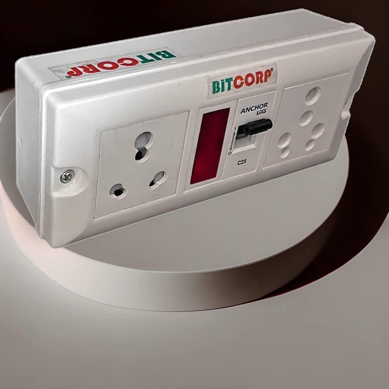 BITCORP لوحة تمديد BITCORP 16A الثقيلة 2 مقبس متعدد 1 MCB 3500W واقي من زيادة التيار سلك طويل للأجهزة الكبيرة مثل الثلاجات والغسالات والميكروويف 3500W 16A قابس كبير 2 متر - Image 3