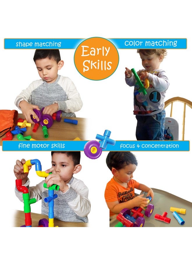 سكولزي مجموعة ألعاب وألعاب تعليمية من 29 قطعة من أنابيب التعلم الجذعية، مكعبات بناء تعليمية للأطفال المصابين باضطراب نقص الانتباه وفرط الحركة والتوحد، تتضمن عجلات وأنابيب ومفاصل وكتاب إلكتروني - Image 2