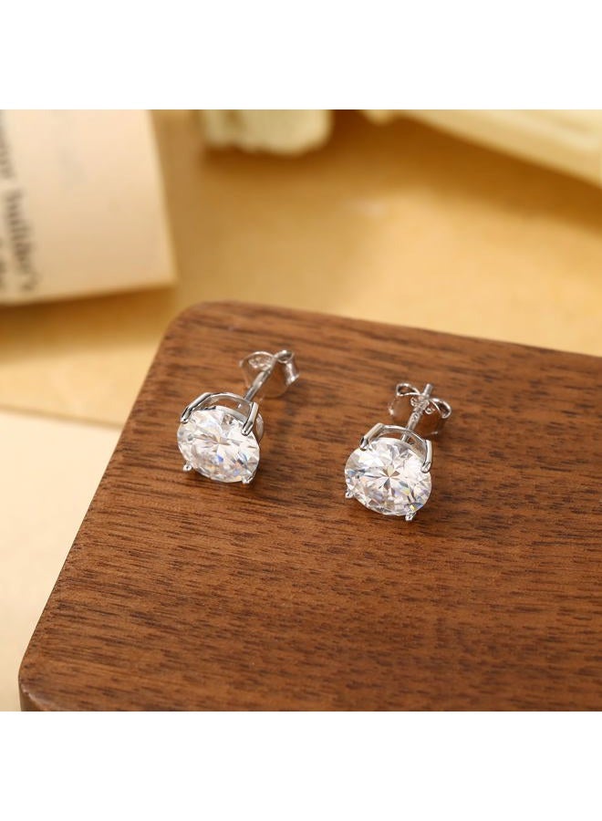Saintda Moissanite Stud Earrings for Women, Lab Created Diamond Solitaire Earrings Gold Vermeil 925 Sterling Silver Jewelry Gift Women Men, 0.6carats-(0.3ct*2)-4.0mm, Silver, Moissanite - Image 3