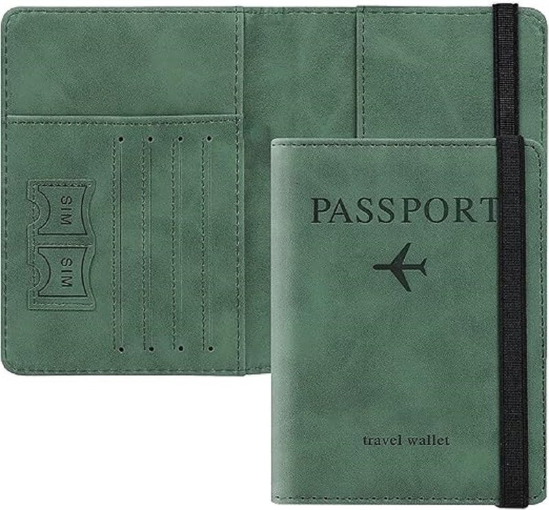 MOHILAA Passport Holder & Cover with Card and Boarding Pass Slots – PU Leather Bi-Fold Travel Wallet Case | RFID Blocking Travel Accessory for Passports, Credit Cards & IDs (Passport-Holder-Green-2) - Image 1
