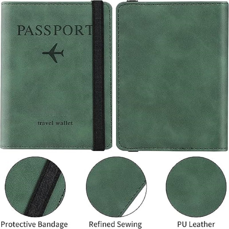 MOHILAA Passport Holder & Cover with Card and Boarding Pass Slots – PU Leather Bi-Fold Travel Wallet Case | RFID Blocking Travel Accessory for Passports, Credit Cards & IDs (Passport-Holder-Green-2) - Image 3
