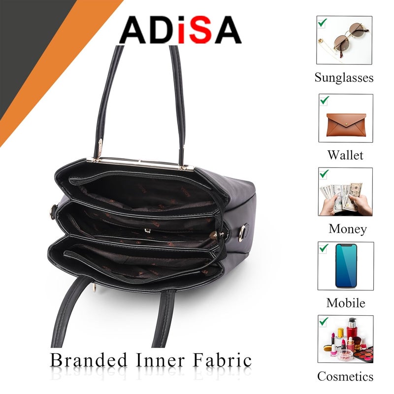 ADISA حقيبة يد بتدرجين 3 حجرات حقيبة كتف للنساء والفتيات مع حزام حمل (AD4084) - Image 4