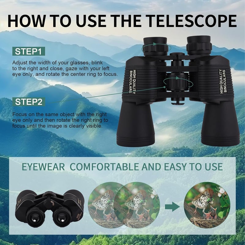 GHIME Binoculars for Long Distance, 20x50 Zoom, 2000 Meter Long Range with BAK4 Prism FMC Lens, Ultra HD Binocular for Traveling, Bird Watching, Wildlife, Safari - Image 5