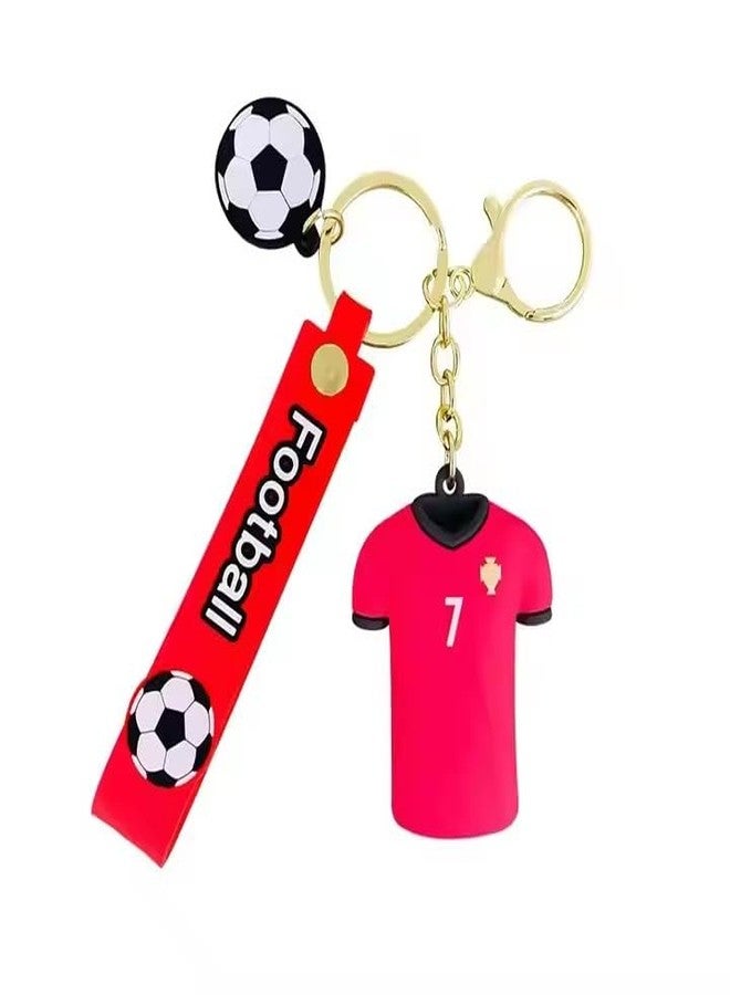 AEROSTARK Football Jersey Keychain for Boys - Red Soccer Shirt #7 Key Ring with Strap | Gift for Football Fans, Kids, Athletes & Men | Cute Rubber Key Holder for Bags, Scooters & Cars - Image 5