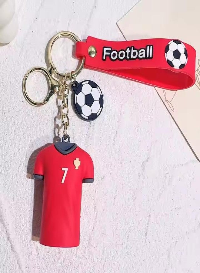 AEROSTARK Football Jersey Keychain for Boys - Red Soccer Shirt #7 Key Ring with Strap | Gift for Football Fans, Kids, Athletes & Men | Cute Rubber Key Holder for Bags, Scooters & Cars - Image 3