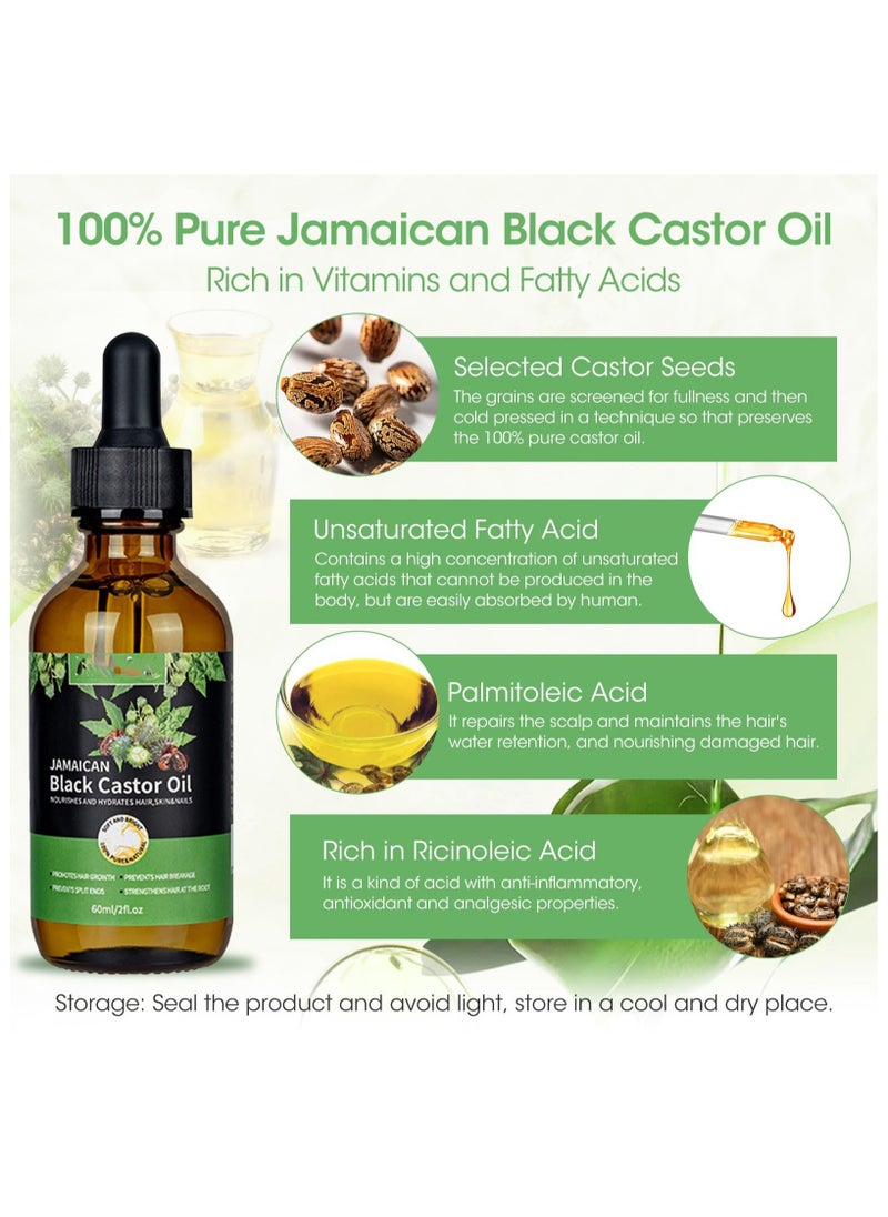 Generic - Jamaican Black Castor Oil, 2 Fl Oz Organic Cold Pressed Unrefined Glass Bottle ,100% Pure Cold Pressed Organic Castor Oil for Hair Eyelashes Eyebrows Growth, Moisturizing Scalp, Skin and Nails(60ML) - Image 1