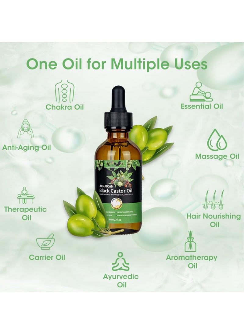 Generic - Jamaican Black Castor Oil, 2 Fl Oz Organic Cold Pressed Unrefined Glass Bottle ,100% Pure Cold Pressed Organic Castor Oil for Hair Eyelashes Eyebrows Growth, Moisturizing Scalp, Skin and Nails(60ML) - Image 1