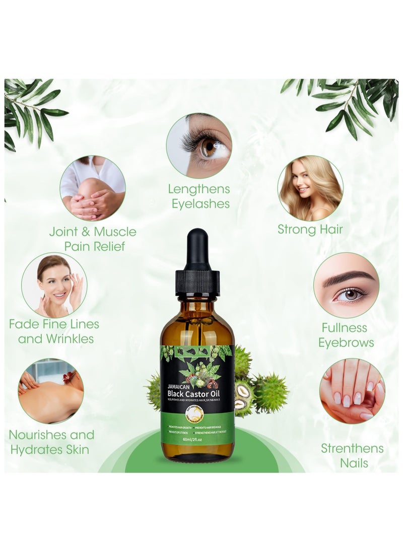 Generic - Jamaican Black Castor Oil, 2 Fl Oz Organic Cold Pressed Unrefined Glass Bottle ,100% Pure Cold Pressed Organic Castor Oil for Hair Eyelashes Eyebrows Growth, Moisturizing Scalp, Skin and Nails(60ML) - Image 1