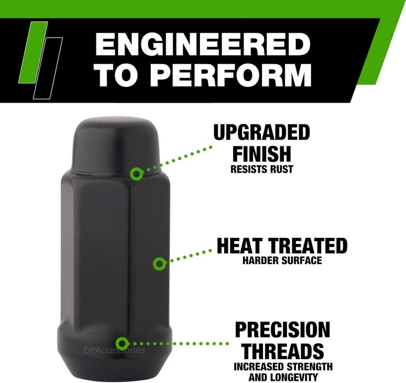 DPAccessories Black M14x1.50 Closed End XL Bulge Acorn Lug Nuts - Set of 32 - Image 4
