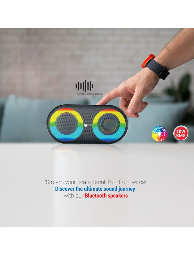 AFRA AFRA Bluetooth Speaker, 10 Watts, Black, Plastic Body, Ultra Bass, 3.8 Hour Playtime, LED RGB Lighting, AF-0010BSBK, IPX4 Water Resistance, 2 Years Warranty.  - Image 5