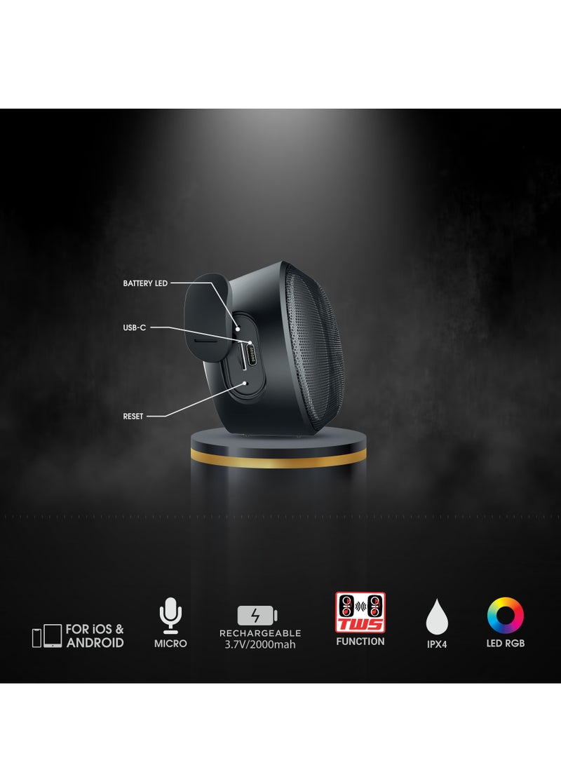 AFRA AFRA Bluetooth Speaker, 10 Watts, Black, Plastic Body, Ultra Bass, 3.8 Hour Playtime, LED RGB Lighting, AF-0010BSBK, IPX4 Water Resistance, 2 Years Warranty.  - Image 2