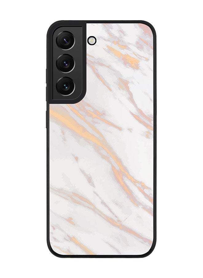 Stylizedd Rugged Black edge case for Samsung Galaxy S21 FE 5G Slim fit Soft Case Flexible Rubber Edges Anti Drop TPU Gel Thin Cover - Marble Print Gold Grey - Image 1