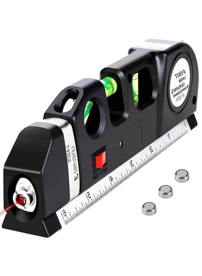 REBENUO Laser Level Tool, Multi-Purpose Laser Level Set, Standard Cross Laser Level, Laser Line Level Beam Tool with Tape Measure Ruler, Adjustable Metric Rulers  - Image 1