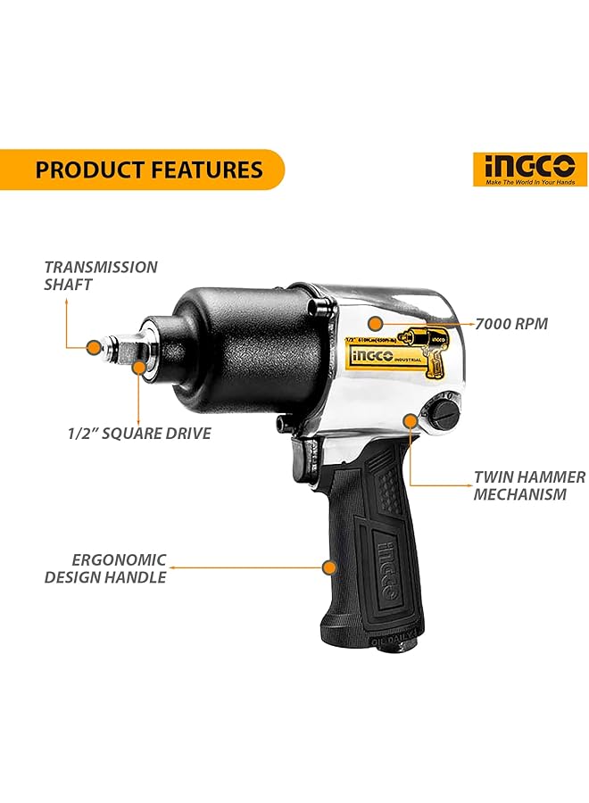 INGCO Arna Power Tools And Hand Tools Air Impact Fixed Square - Image 3