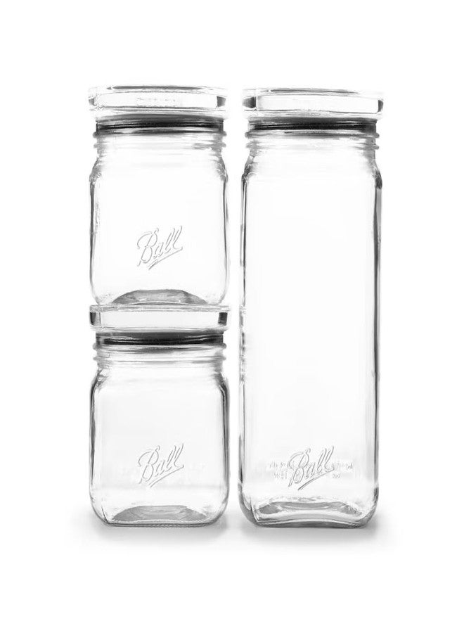 Ball 3 Jar Set, Stack & Store Jars with Airtight Stackable Lid, (2) 4 Cup and (1) 9.9 Cup - Image 1