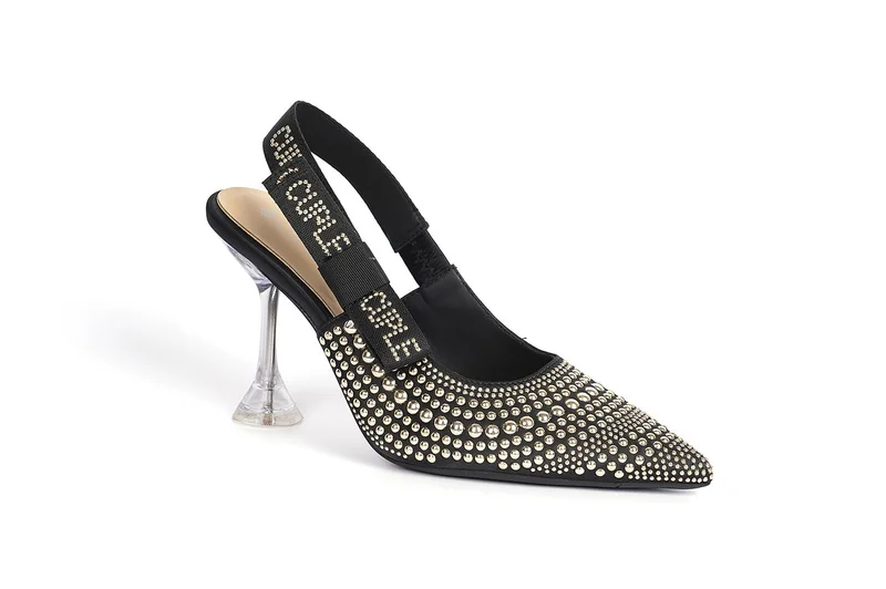 Cuple Ladies Mid heel slingback mules embellished