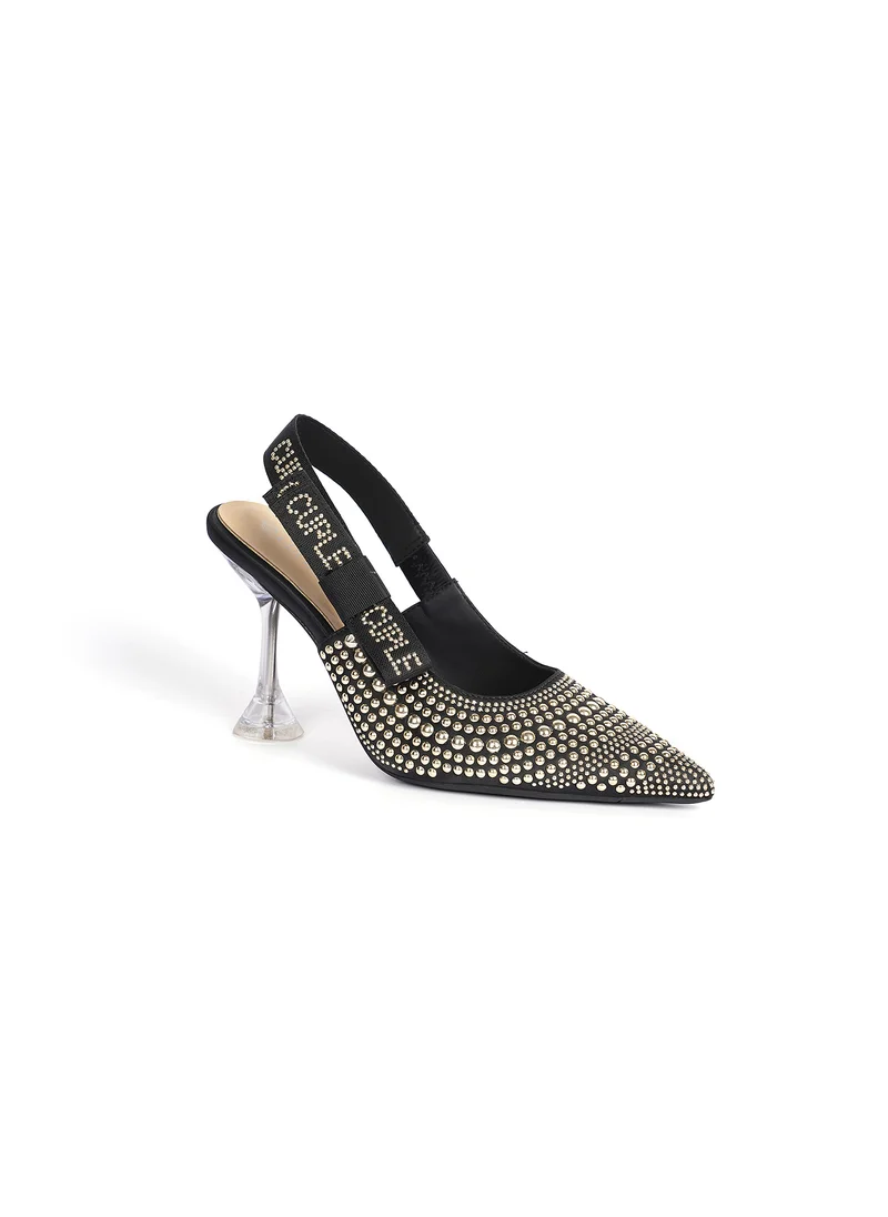 كيوبل Ladies Mid heel slingback mules embellished