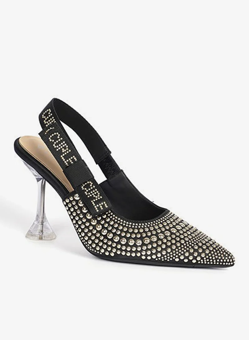 Cuple Ladies Mid heel slingback mules embellished