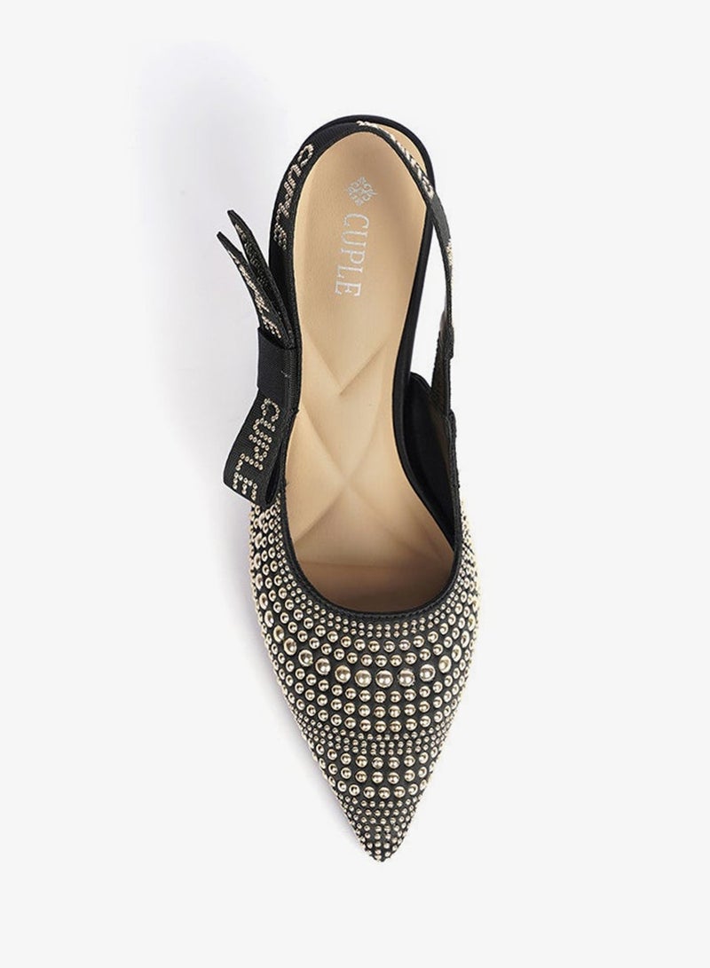 Cuple Ladies Mid heel slingback mules embellished - Image 3