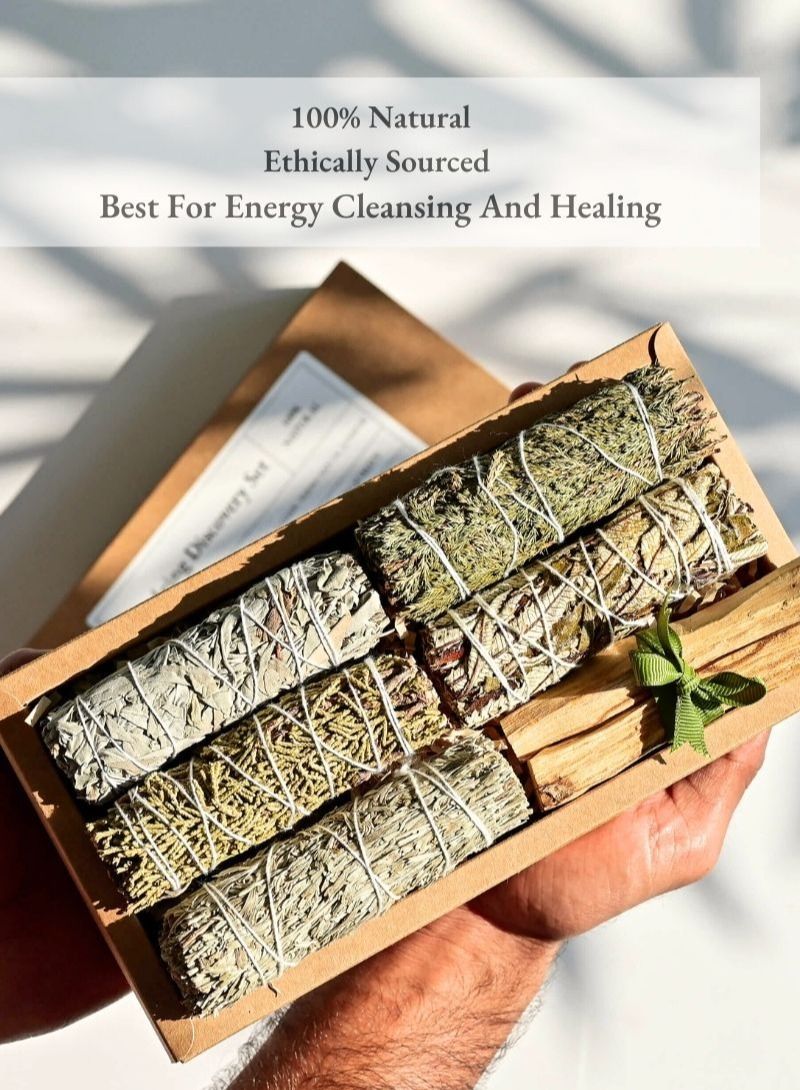MAISON ETHERIQUE Smudging Discovery Set:  White Sage, Blue sage, Cedar, Juniper, Yerba Santa, Palo Santo - Natural Smudge Sticks - Image 4