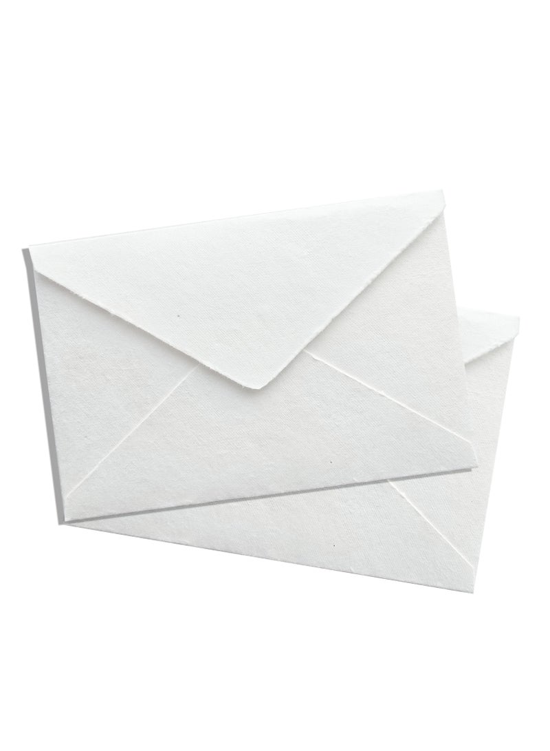 Generic White Cotton Paper 2 Envelopes, Handmade Deckle Edges - Image 1
