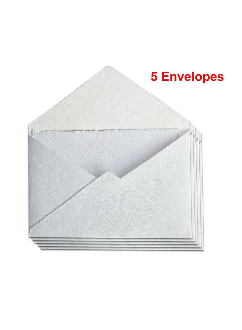 Generic White Cotton Paper 2 Envelopes, Handmade Deckle Edges - Image 3