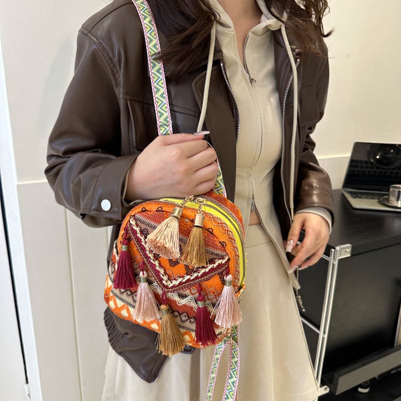 Women's Ethnic Style Tassel Backpack - Image 5