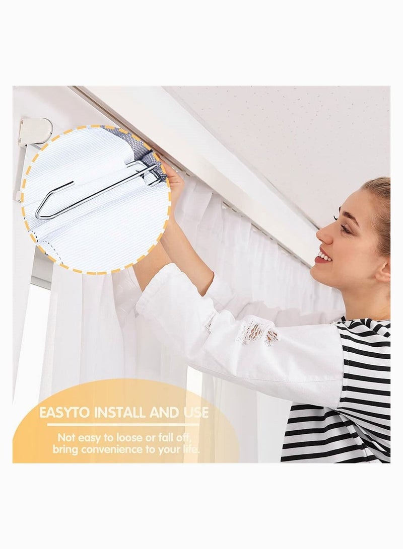 30 Piece Curtain Pleat Hooks Stainless Steel Drapery Pin for Pleated Drapes4 Prongs Pinch Pleat Hook Clips Traverse Pleater 4 End Curtain Hangers for Window Door Bathroom Curtain  - Image 4