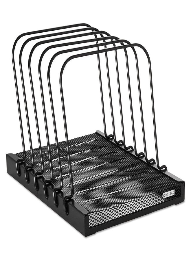 Rolodex 1742323 Mesh Flip File Folder Sorter Five Sections Black 10 1/4 x 7 1/2 x 7 1/2 - Image 1