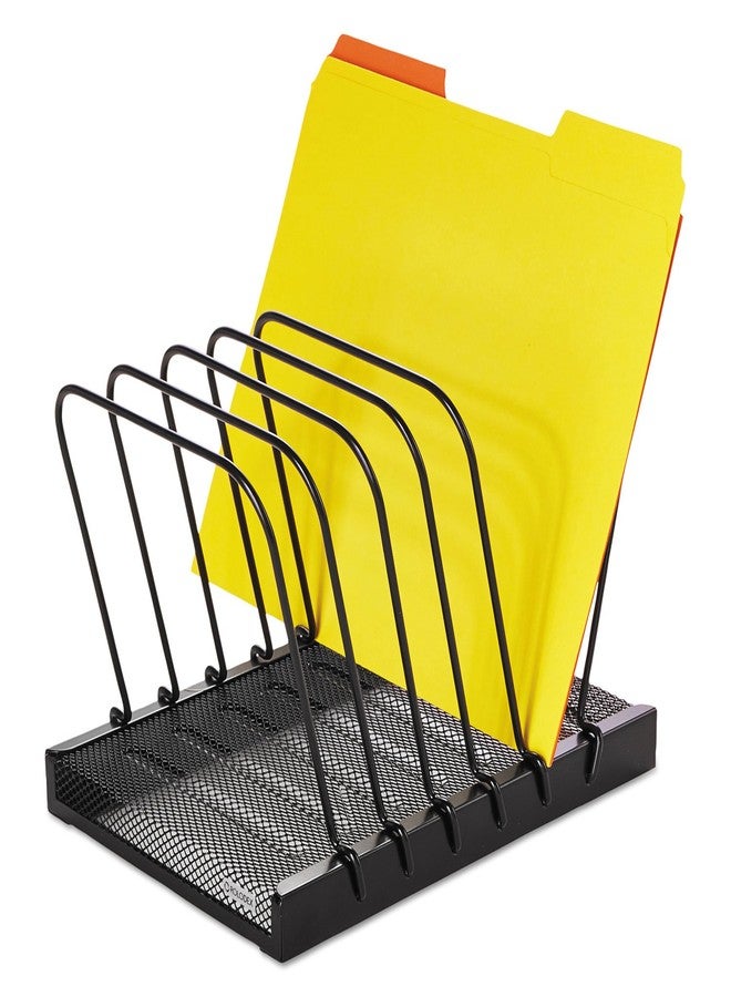 Rolodex 1742323 Mesh Flip File Folder Sorter Five Sections Black 10 1/4 x 7 1/2 x 7 1/2 - Image 3