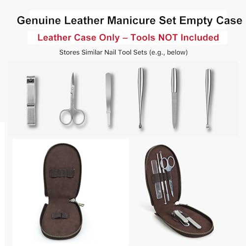 CONTACTS Full Grain Leather Empty Manicure Set Case Travel Nail Clipper Pouch for Men Personal Care Tools Pouch By Handmade Case Only - Image 3