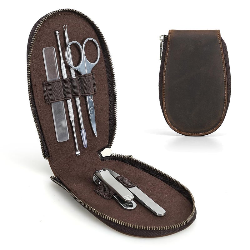CONTACTS Full Grain Leather Empty Manicure Set Case Travel Nail Clipper Pouch for Men Personal Care Tools Pouch By Handmade Case Only - Image 2