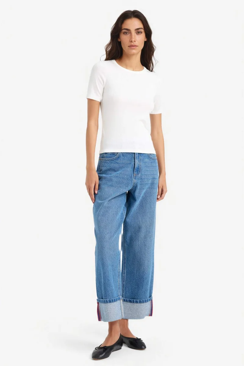 ديفاكتو Slim Fit Basic Ribbed Camisole Short Sleeve T-Shirt