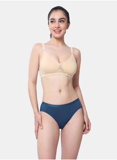 Padded Cotton Lace Insert Bra by Styli