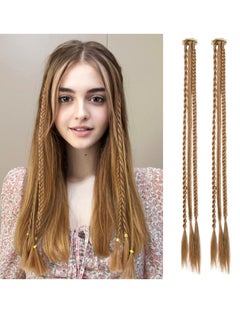 SYOSI 2 PCS Long Braid Ponytail Extension , Clip in Hair Extensions Baby Braids, 22" Long Natural Soft Synthetic Hairpieces for Women Daily Wear Copper  - Image 1
