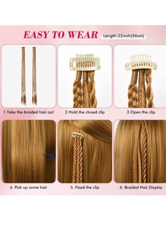 SYOSI 2 PCS Long Braid Ponytail Extension , Clip in Hair Extensions Baby Braids, 22" Long Natural Soft Synthetic Hairpieces for Women Daily Wear Copper  - Image 3