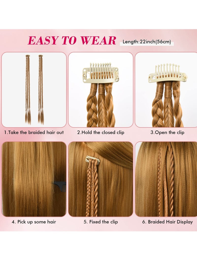 SYOSI 2 PCS Long Braid Ponytail Extension , Clip in Hair Extensions Baby Braids, 22" Long Natural Soft Synthetic Hairpieces for Women Daily Wear Copper - Image 3