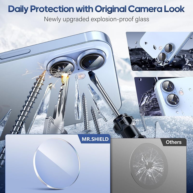 Mr Shield Top-Notch 3D Camera Lens Protector Ring Compatible For iPhone 17, 1:1 Keep Original Lens Design and Color, 9H Hardness, Easy Installation - Mist Blue Titanium - Image 3