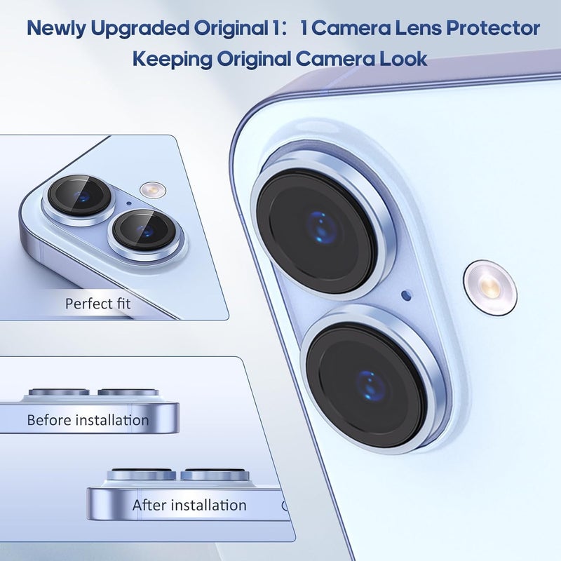 Mr Shield Top-Notch 3D Camera Lens Protector Ring Compatible For iPhone 17, 1:1 Keep Original Lens Design and Color, 9H Hardness, Easy Installation - Mist Blue Titanium - Image 5