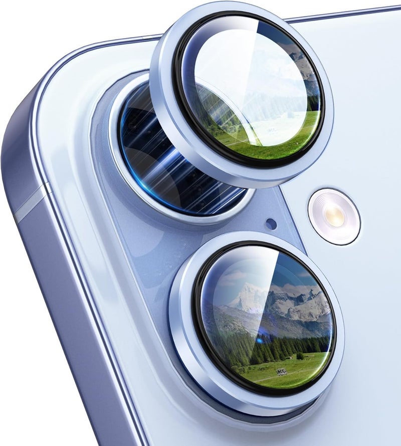 Mr Shield Top-Notch 3D Camera Lens Protector Ring Compatible For iPhone 17, 1:1 Keep Original Lens Design and Color, 9H Hardness, Easy Installation - Mist Blue Titanium - Image 1