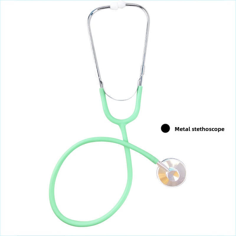 stethoscope children play house toy kindergarten doctor nurse role-playing props simulation diameter 4.5cm(Lake green metal stethoscope) - Image 1
