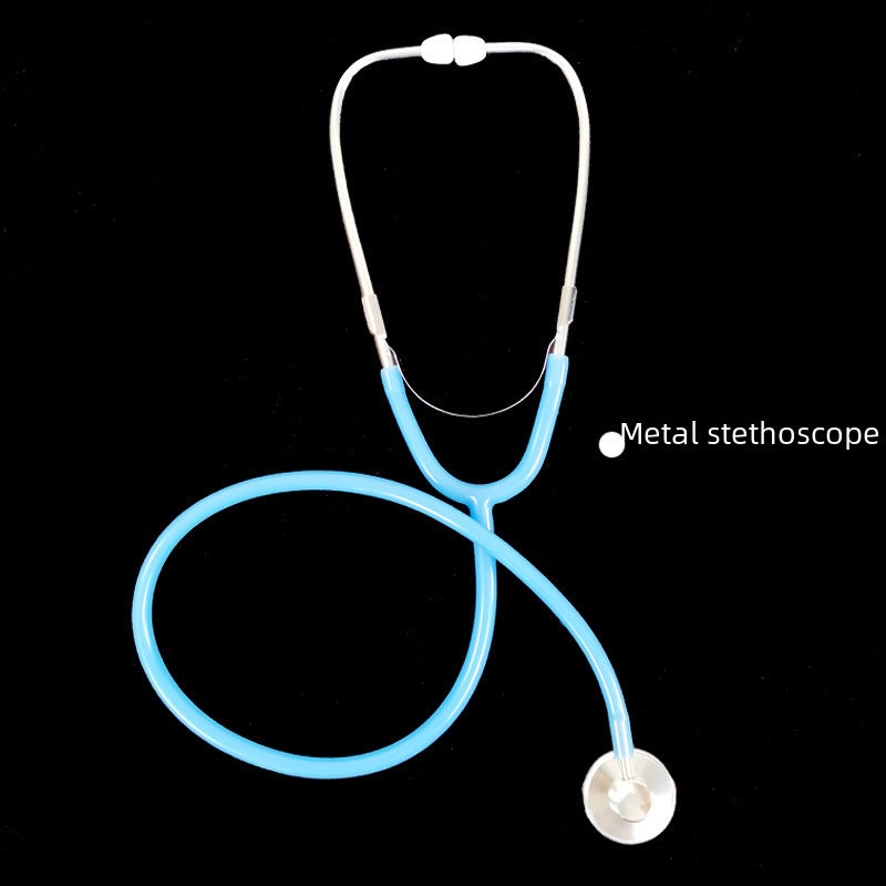 stethoscope children play house toy kindergarten doctor nurse role-playing props simulation diameter 4.5cm(Lake green metal stethoscope) - Image 2