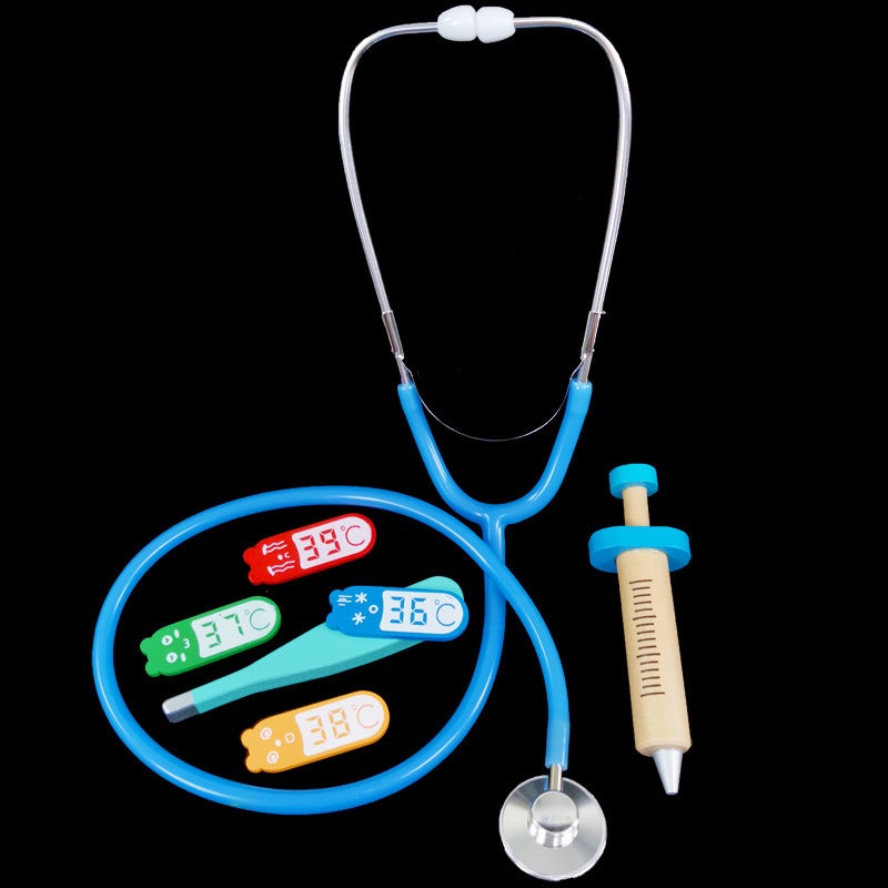 stethoscope children play house toy kindergarten doctor nurse role-playing props simulation diameter 4.5cm(Lake green metal stethoscope) - Image 4