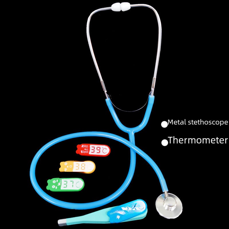 stethoscope children play house toy kindergarten doctor nurse role-playing props simulation diameter 4.5cm(Lake green metal stethoscope) - Image 3