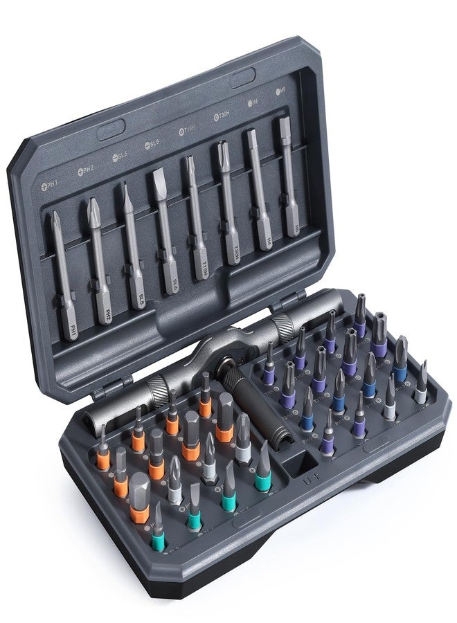 JXTZ Ratchet Screwdriver Set, 42 in 1 Magnetic Screwdriver Set with T Handle, DIY Multi Bit Magnetic Drive Set, Versatile Repair Tool for Home Appliances Bicycle Motorcycle, Grey - Image 1