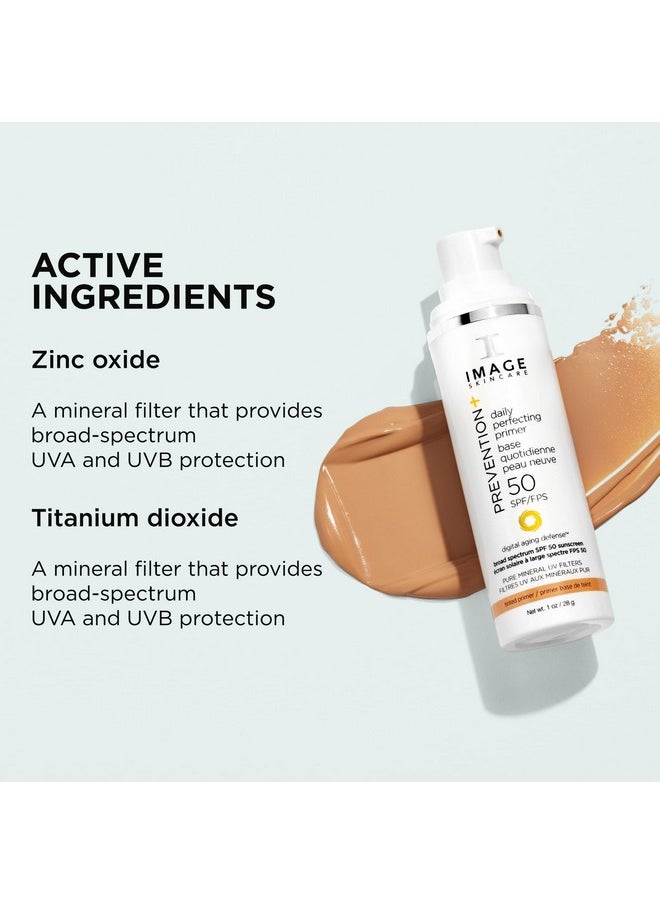 IMAGE SKINCARE , Prevention+ Daily Perfecting Primer Spf 50, Tinted Zinc Oxide Face Priming Sunscreen Lotion, Leaves No White Cast, 1 Oz  - Image 2