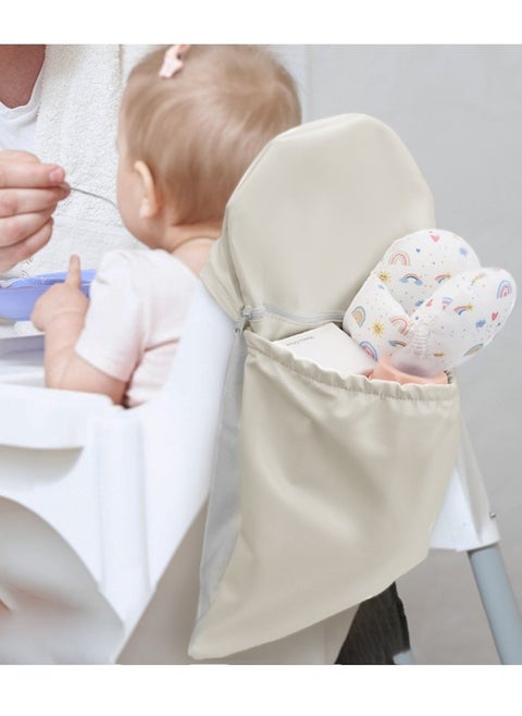 Highchair Handy Pocket Pouch, Compatible with IKEA Antilop Highchair,High Chair Accessories, Wipeable and Waterproof Material, One Large Pouch with an Internal Zip Pocket(Grey)