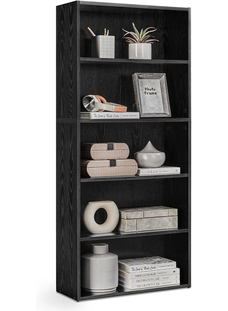 تشولوفز رفوف كتب وخزانات كتب مكونة من 5 طبقات، رفوف عرض وتخزين قائمة على الأرض، ارتفاع 134 سم، خزانة كتب، أثاث ديكور منزلي للمكتب المنزلي، غرفة المعيشة، غرفة النوم، وحدة قائمة على الأرض - Image 1