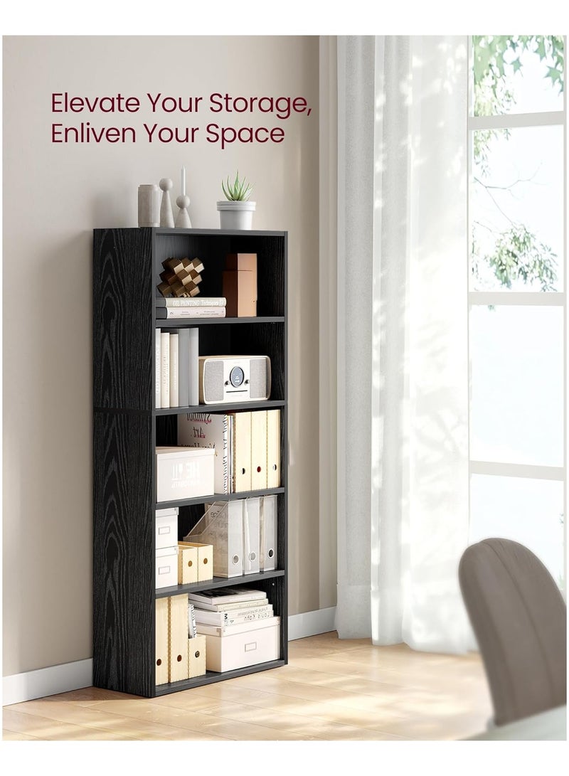 تشولوفز رفوف كتب وخزانات كتب مكونة من 5 طبقات، رفوف عرض وتخزين قائمة على الأرض، ارتفاع 134 سم، خزانة كتب، أثاث ديكور منزلي للمكتب المنزلي، غرفة المعيشة، غرفة النوم، وحدة قائمة على الأرض - Image 4