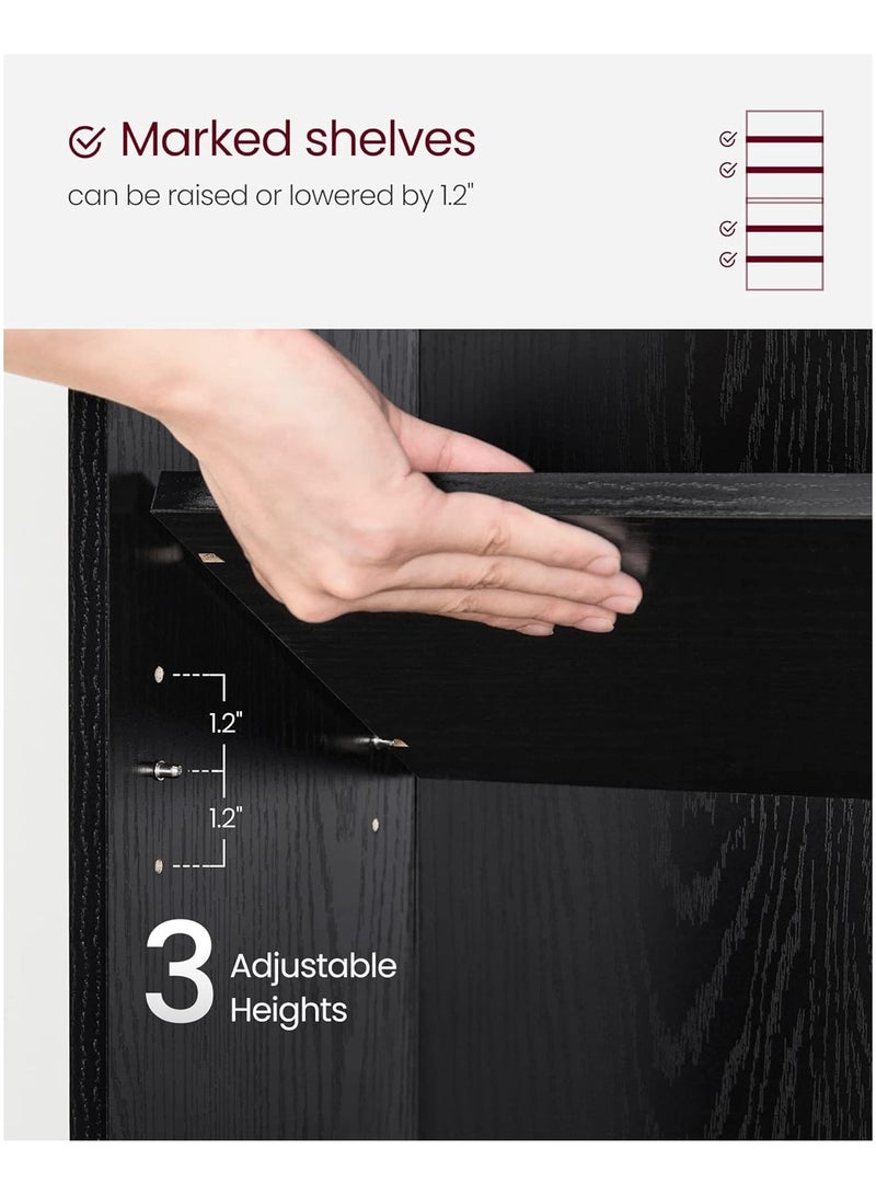 تشولوفز رفوف كتب وخزانات كتب مكونة من 5 طبقات، رفوف عرض وتخزين قائمة على الأرض، ارتفاع 134 سم، خزانة كتب، أثاث ديكور منزلي للمكتب المنزلي، غرفة المعيشة، غرفة النوم، وحدة قائمة على الأرض - Image 5